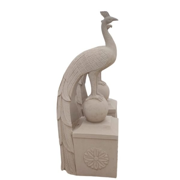 Outdoor Sandstone Peacock Sculpture